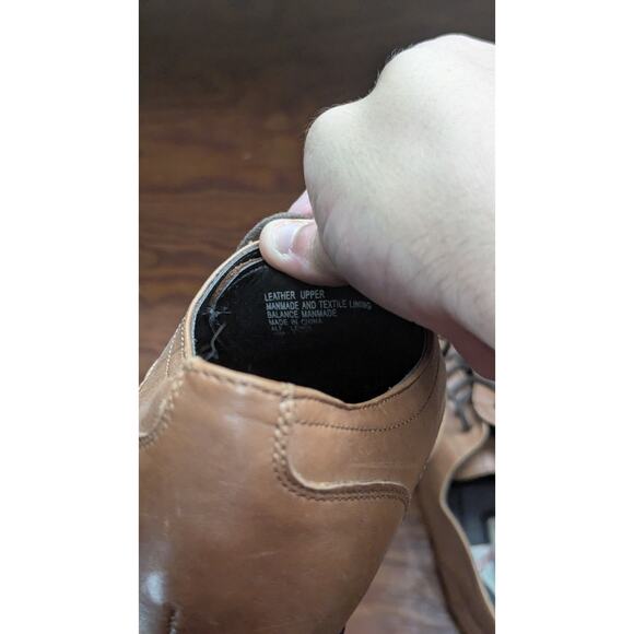 Alfani Platinum Alf Lewis Men\'s Tan Leather Apron Toe Derby Dress Shoes Size 10M